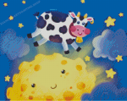 Aesthetic Cow Jumped Over Moon Diamond Painting