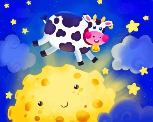 Aesthetic Cow Jumped Over Moon Diamond Painting