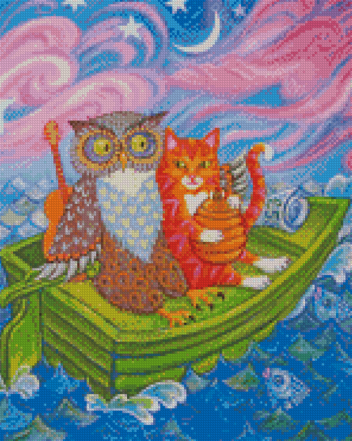 Aesthetic Owl And The Pussy Cat Diamond Painting