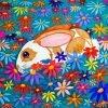 Aesthetic Rabbit With Flowers Diamond Painting