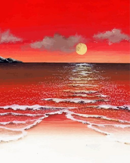 Aesthetic Red Beach Diamond Painting