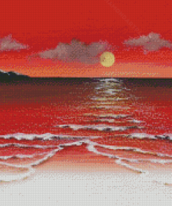 Aesthetic Red Beach Diamond Painting