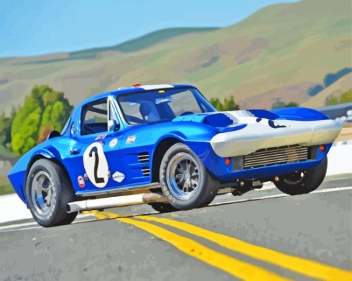 Blue 1963 Chevrolet Corvette Diamond Painting