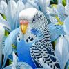 Blue Parakeet And Flowers Diamond Painting