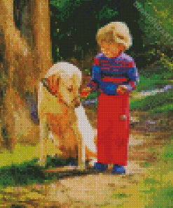 Boy And Labrador Retriever Art Diamond painting