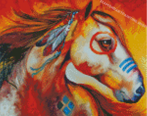 Colorful American Indian War Pony Diamond Painting