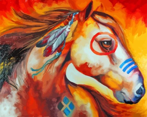 Colorful American Indian War Pony Diamond Painting