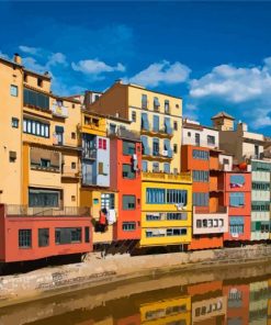 Colorful Buildings Girona Spain Diamond Painting