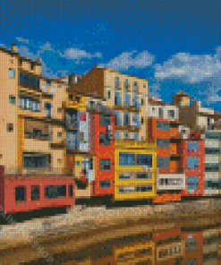 Colorful Buildings Girona Spain Diamond Painting