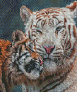 Cute Mama Tiger And Baby Diamond Painting