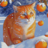 Cute Cat And Oranges Diamond painting