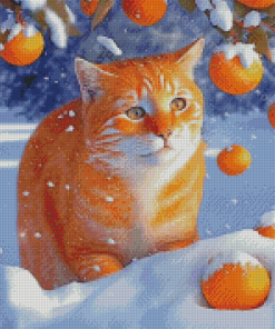 Cute Cat And Oranges Diamond painting