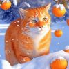 Cute Cat And Oranges Diamond painting