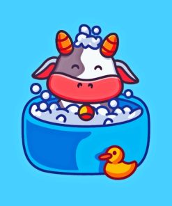 Cute Cow Animal In Tub Diamond Painting