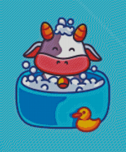 Cute Cow Animal In Tub Diamond Painting