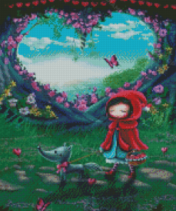 Cute Red Hood Girl Diamond Painting