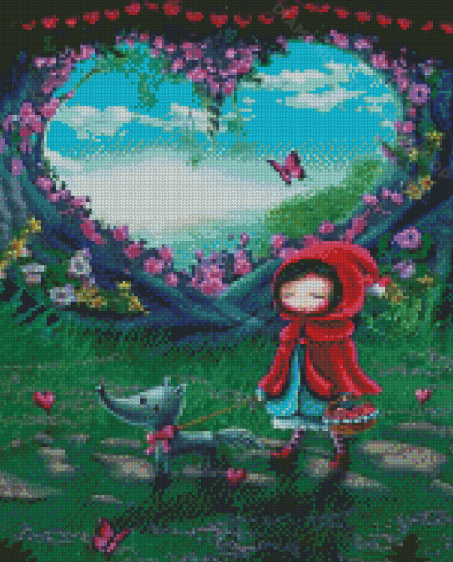 Cute Red Hood Girl Diamond Painting