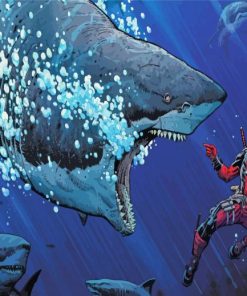 Deadpool And Shark Diamond Painting