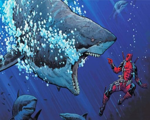 Deadpool And Shark Diamond Painting