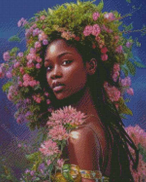 Floral African Queen Diamond Painting