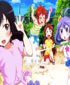 Non Non Biyori Characters Playing Diamond Painting