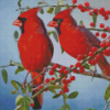 Red Cardinals Couple Diamond Painting