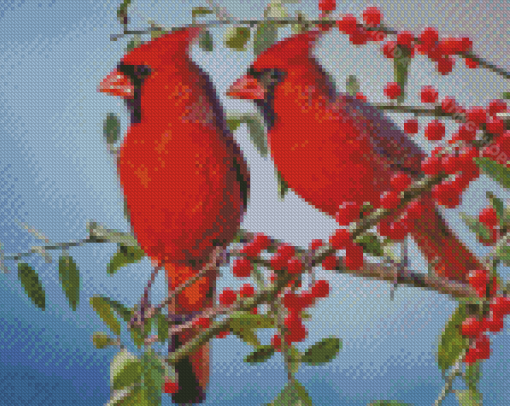 Red Cardinals Couple Diamond Painting