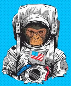 Space Astronaut Chimp Illustration Diamond Painting