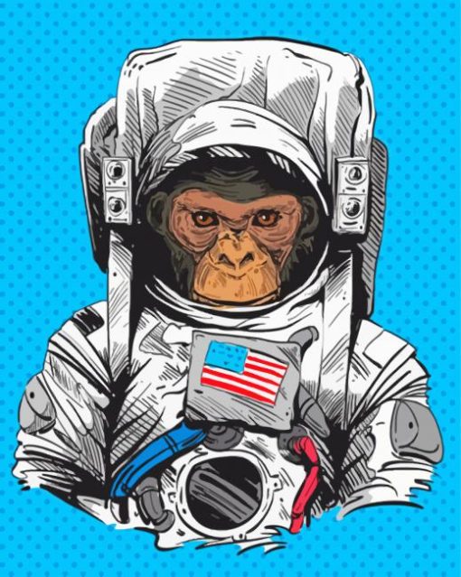 Space Astronaut Chimp Illustration Diamond Painting