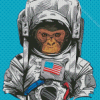 Space Astronaut Chimp Illustration Diamond Painting