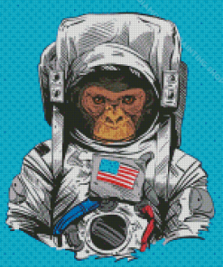 Space Astronaut Chimp Illustration Diamond Painting