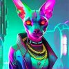 Sphynx Neon Animal Diamond Painting