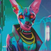 Sphynx Neon Animal Diamond Painting