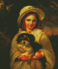 Vintage Lady With Dog Diamond Painting