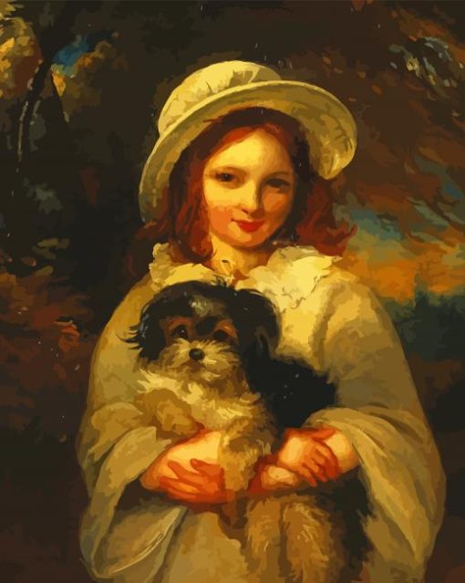 Vintage Lady With Dog Diamond Painting