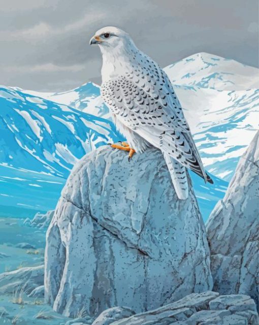 White Gyrfalcon Bird Diamond painting