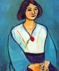 Woman In Green With A Carnation Diamond Painting