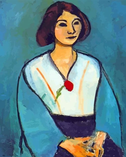 Woman In Green With A Carnation Diamond Painting