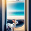 A White Chihuahua In A Door To The Beach Diamond Painting