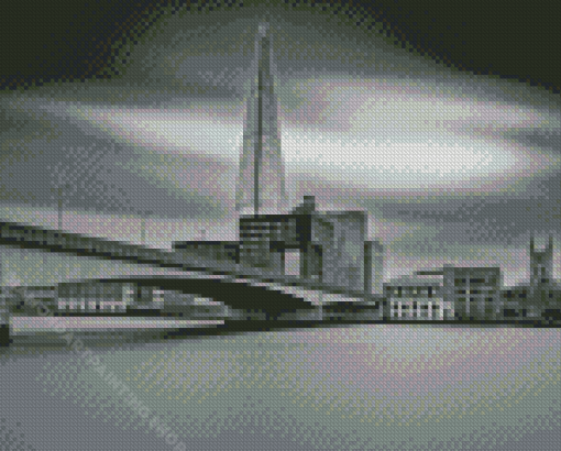 Black And White Shard Skycraper View Diamond Painting