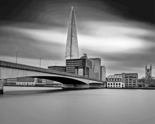 Black And White Shard Skycraper View Diamond Painting