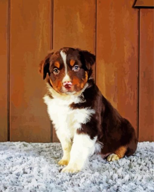 Brown And White Mini Aussie Diamond Painting