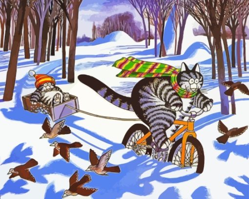 Cats On Bike Diamond Painting