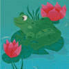 Cartoon Frog On Lily Pad Diamond Painting