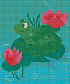 Cartoon Frog On Lily Pad Diamond Painting