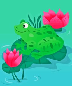 Cartoon Frog On Lily Pad Diamond Painting