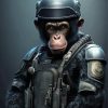 Black Chimpanzee Soldier For Diamond Painting