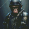 Black Chimpanzee Soldier For Diamond Painting