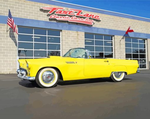 Classic Yellow Thunderbird Car Diamond Painting