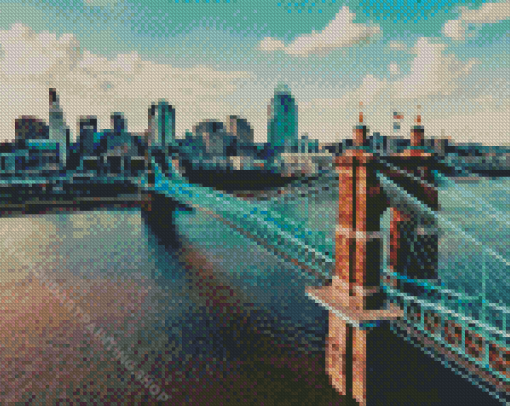 Covington Kentucky Roebling Bridge Diamond Painting